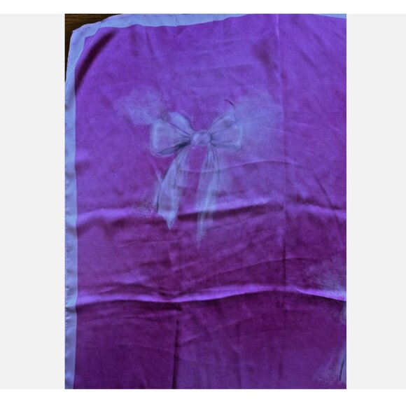 STEVE MADDEN PINK SILKY SCARF WRAP WHITE BOW ACCENTS - Picture 3 of 5